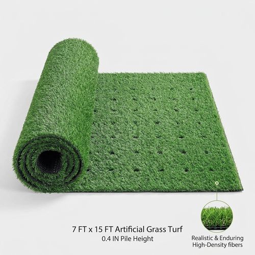 RizzLeaf 7 FT x 15 FT artificial grass turf 0.4 inch pile height outdoor lawn