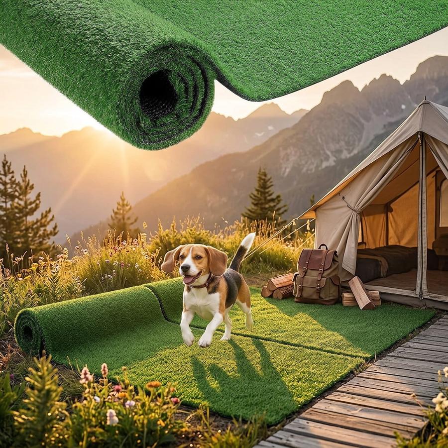 RizzLeaf 0.4 inch turf 2-pack installed on porch and dog run