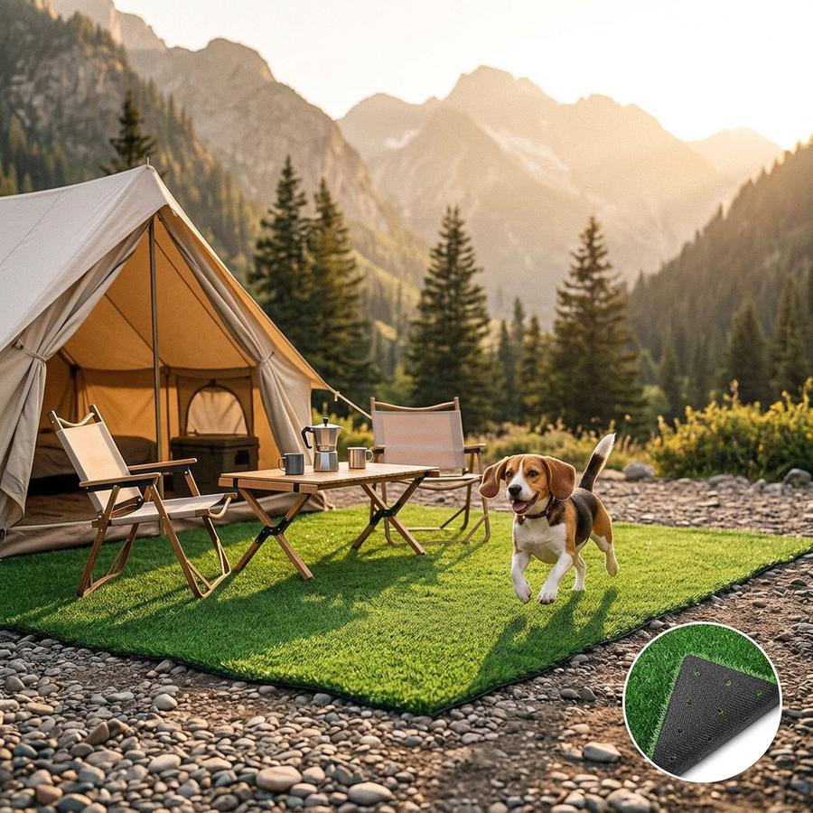 RizzLeaf artificial turf in backyard play area for children